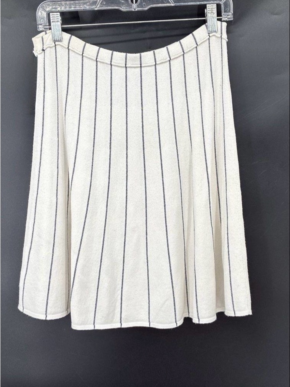 Theory Cream Skirt with Navy Pinstripes